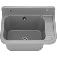 Lavre Waschbecken VIGO, Kunststoff Spülbecken Waschtrog Ausgussbecken, 50x33x21 cm, grau