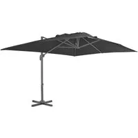 vidaXL Sonnenschirm Ampelschirm mit Aluminiummast 400 x 300 cm Anthrazit