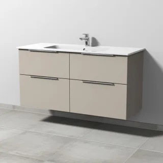 Sanipa 3way Waschtischunterbau zu Duravit ME by Starck Waschtisch mit 4 Auszügen, Kaschmir-Matt UP7271U