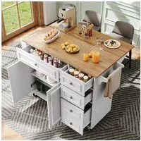Odikalo Kücheninsel küchenschrank Sideboard Kommode, (Kücheninsel (110×45-75×92cm), Modernes Küchensiland, Küchenschrank, Abnehmbare Servierwagen buffetschrank, Speisewagen mit Vintage-Muster, buffetschrank, Multifunktionale Esstisch mit Speicherraum