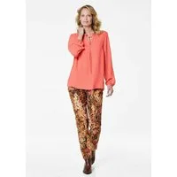 GOLDNER Chiffonbluse Elegante Jersey-Bluse mit Rundhals Viskosebluse mit Rundhalsausschnitt und Langarm