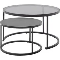 freiraum Satztisch CHESTER, (2er-Set) schwarz, Metall/ Glas - 74/42/74 cm + 55/35/55 cm (BxHxT)