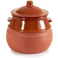 Annastore Dampfgartopf Tontopf mit Deckel- Stewpot Eintopf - Schmortopf - Tongeschirr, Topf aus Ton mit Deckel teilglasiert