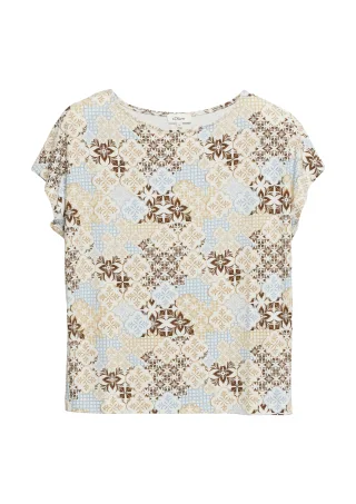 s.Oliver - T-Shirt beige/mehrfarbig - Gr. - 36