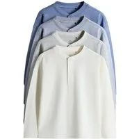 The Set Langarmshirt The Set Henley-T-Shirts mit Streifenstruktur x 4 (4-tlg)