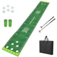 COSTWAY Puttingmatte, Golf Pong Spielset, 332 cm Golf Abschlagmatte
