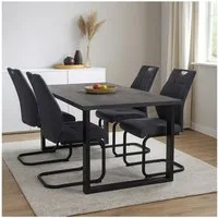 HTI-Living Esszimmerstuhl Modernes 4er Set dunkelgraue Schwingstühle (Set, 4 St), Esszimmerstuhl Freischwinger Samt