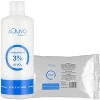 AQUYO Cosmetics Haarfarbe Style & Care Blondierpulver 500g + Creme Oxydant Entwickler 3%, Set