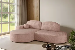 Ecksofa Schlafsofa Sofa GIRONA Stoff Poso Rosa Ottomane Links