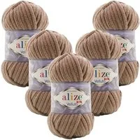 Alize 5 x ALIZE Velluto Häkelwolle, 68 m, Chenillegarn,Kuschelweich für Babydecken, Amigurumi,Samtwolle