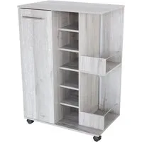 Better Home Küchenwagen Flaschenregal Weinschrank Weinregal grau 37x60x82 cm, (1 Stück, 1 Weinschrank), für ca. 48 Flaschen, flexibel einsetzbar