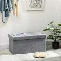 HOMCOM Sitzbank mit Stauraum faltbar Polsterbank mit Samtoptik (Sitztruhe, 1-St., Truhenbank), für Wohnzimmer Schlafzimmer Flur 76 x 38 x 38 cm, Dunkelgrau