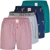 Phil & Co. Boxershorts Phil & Co. Berlin Herren Webboxer 4er Pack Baumwolle desortierte (1-St)
