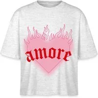 Spreadshirt T-Shirt Amore Festival Y2K Herz Mit Flammen Boxy Shirt Damen (1-tlg)
