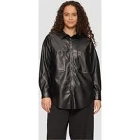 QS Langarmbluse Bluse Hemdbluse in Lederoptik