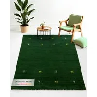 carpetfine Wollteppich Gabbeh Uni, auch als Läufer und Rund erhältlich, rechteckig, Höhe: 15 mm, reine Wolle, handgewebt, Gabbeh Loom Tiermotiv, große Farbauswahl