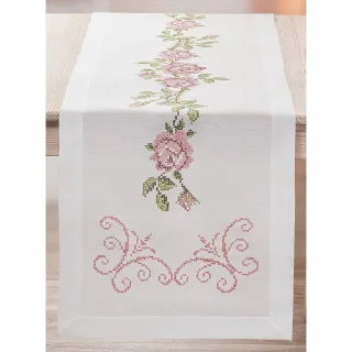 Stickläufer "Rosen & Ornament"