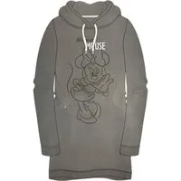 United Labels® Kapuzenpullover Minnie Mouse Kapuzenpullover lang - Sweatkleid für Damen Grau Gr. M