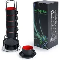 MiaMio Espressotasse Espressotassen Set Le Papillon Kollektion (6 x 75ml)
