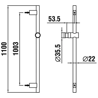 LAUFEN Brausestange TwinGliss , PVD Gold, Höhe 1100 mm Vollmetall Einfache Installation dank integri HF904794463000
