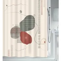 spirella Duschvorhang TEIVA Breite 180 cm, Premium Textil-Duschvorhang, 100% Polyester, wasserabweisend, Anti-Schimmel-Effekt, waschbar 30°, Made in Europe, modern-abstraktes Design, Farbe terracotta / ecru beige natur, Größe 180 x 200 cm
