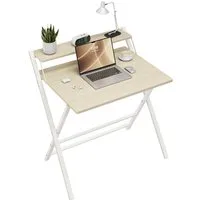 Yaheetech Schreibtisch Klappbarer Computertisch mit kleiner Ablage, Bürotisch Laptop-Tisch PC-Tisch Mehrschichtiger Arbeitstisch