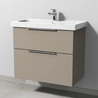 Sanipa 3way Waschtischunterbau zu Geberit iCon Light Waschtisch mit 2 Auszügen, Sandgrau-Matt UF57267
