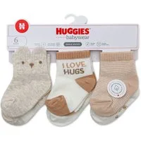 HUGGIES babywear Kurzsocken HGHN 6PK QUARTER SOCKS (Packung, 6-Paar) 6er Pack Baby-Socken mit Bärchen-Mtoiven