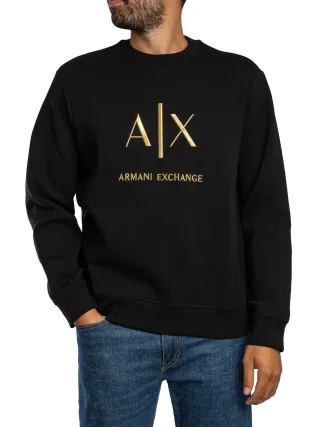 Armani Exchange Sweatshirt Mit Logo-Grafik, Schwarz