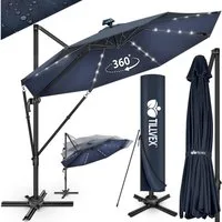 tillvex Sonnenschirm tillvex® LED Premium Alu Sonnenschirm 330 cm + Abdeckung & Windsicheru, Premium-Series, inkl. Regenabdeckung, Ampelschirm 6-fach Verstellbar mit Kurbel