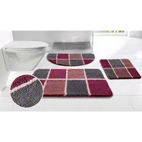 OTTO home Badematte Anna mit Kachelmuster, Badvorleger, Badezimmer Teppich, Duschvorleger, Höhe 20 mm, rutschhemmend beschichtet, strapazierfähig, Polyester, halbrund, Badteppich, Hoch-Tief Effekt, Modern, Weich