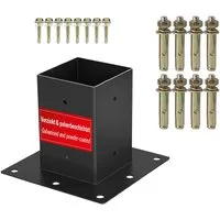 SO-TECH® Pfostenbeschlag Holzverbinder Bodenanker vierkant - starker Korrosionsschutz (1 St), Stahl schwarz, Bodenanker 100 x 100 mm