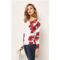 Passioni Cardigan Twin-Set mit modernem Mohn-Blumendruck