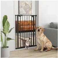 PawHut Hundegitter Türschutzgitter Ohne Bohren mit Auto-Close, Einhand Öffnung (Absperrgitter, 1 St., Türschutzgitter), für Garten, Balkon, Schwarz