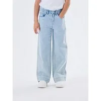 Name It Weite Jeans NKFROSE für Mädchen mit weitem Bein und High Waist unifarben, casual, loose fit, Baumwollmischung, Denim