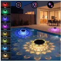 oyajia Pool-Lampe RGB Solar Poolbeleuchtung, Schwimmende Poolleuchte mit Fernbedienung, LED fest integriert, RGB, IP68 Wasserdichte Poolleuchten für Wanne, Schwimmbad, Teiche, Gärten