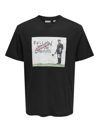 only & sons - T-Shirt - Onsbanksy schwarz - Gr. - S