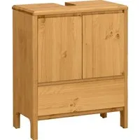 OTTO products Waschbeckenunterschrank Jorrick Breite 60 cm, Kiefer mit Bio Öl/Wachs behandelt, Siphonausschnitt
