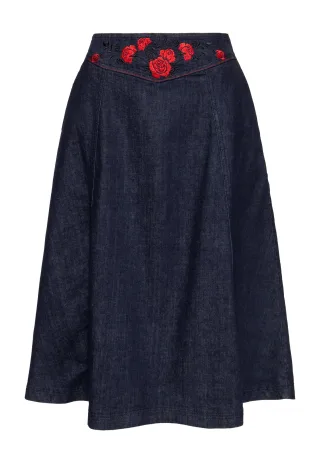 Queen Kerosin Damen Western Swingrock Roses Denim