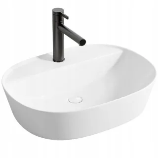 Rebiko Aufsatzwaschbecken,, Weiß, Keramik, 38x12x50 cm, Badezimmer, Waschbecken & Armaturen, Waschbecken