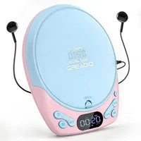Greadio CD40 tragbarer CD-Player (mit Kopfhörern, Wiederaufladbar, Anti-Skip, CD/MP3/TF/AUX)
