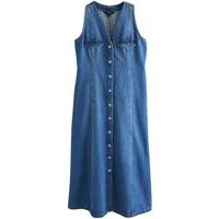 Next Midikleid Geknöpftes, ärmelloses Denim-Midikleid (1-tlg)