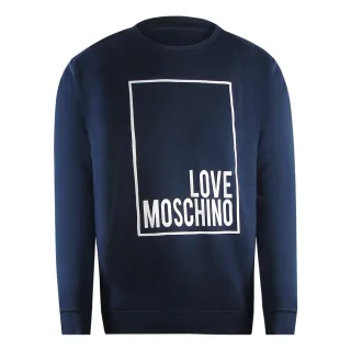 Love Moschino Box Logo Navy Blue Sweatshirt