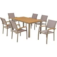 MERXX Garten-Essgruppe Piemont, (Set, 7-tlg), inkl. 6 Stapelsessel, 1 Tisch