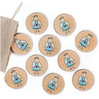 Logbuch-Verlag Dekofigur 10 kleine Schutzengel Holz Taler Ø 4 cm - Engel Glücksbringer flach