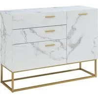 en.casa Sideboard, »Lavangen« mit 3 Schubladen 75x100x35 cm Marmoroptik, weiß