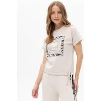 Passioni Print-Shirt mit Schriftzugmotiv Zebra Print