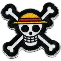 One Piece Aufnäher Bügelbild, Aufbügler, Applikationen, Patches, Flicken, zum aufbügeln, Polyester, Comercial Mercera One Piece Emblem - Größe: 6,1 x 6,1 cm