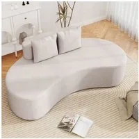 COSTWAY Sofa, für 3 Sitzer gebogenes Polstersofa mit 2 Kissen 199 cm