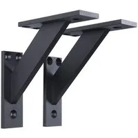 sossai® Wandregalhalter 2er Set FSHR Design Regalträger in Schwarz, 2-tlg.